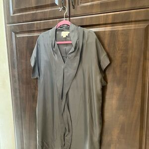 Gray Short Sleeve Draped Blouse